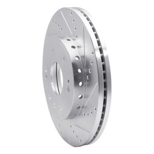 Chevrolet Tahoe Brake Rotor (1) - Front Right - R1 Concepts - Drilled & Slotted - Silver - `09-`20